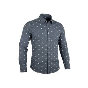 MTailor Button Down Shirt Mens Custom Gray Excellent Motorcycle Print Casual Fun